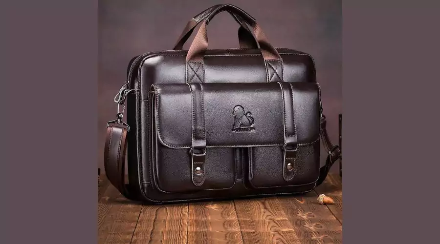 Elegant Men's Large Genuine Leather Handbag