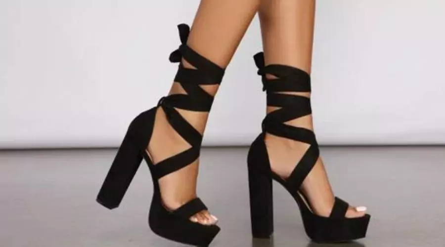 Black high heel sandals